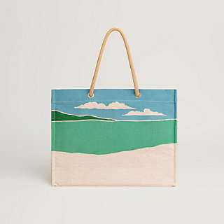 Escale a la Plage♪【 HERMES 】トートバッグ HERMES H Canvas Printed Escale A La Plage Beach Bag Acier